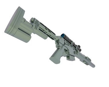 Makineli tüfek beyaz arka planda izole edilmiş. 3d görüntüleme - illüstrasyon