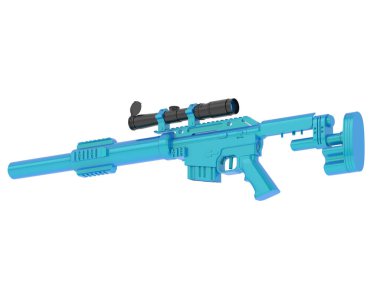 Makineli tüfek beyaz arka planda izole edilmiş. 3d görüntüleme - illüstrasyon