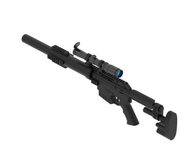 Makineli tüfek beyaz arka planda izole edilmiş. 3d görüntüleme - illüstrasyon