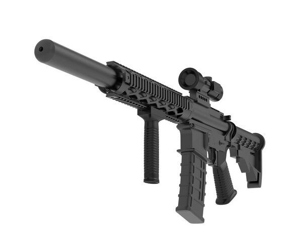 Machine gun isolated on white background. 3d rendering - illustration