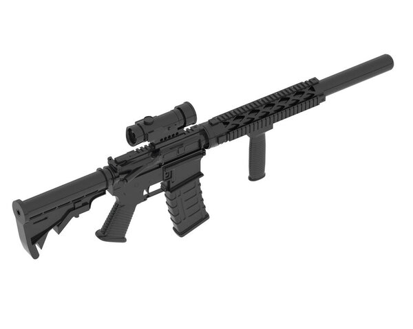 Machine gun isolated on white background. 3d rendering - illustration