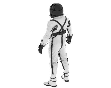 Uzay giysisi gri arkaplanda izole edilmiş. 3d görüntüleme - illüstrasyon