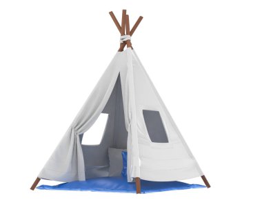 Beyaz arka planda izole edilmiş bir çadır. 3d görüntüleme - illüstrasyon