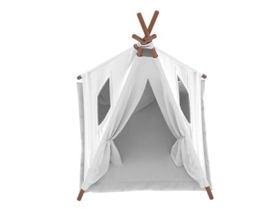 Beyaz arka planda izole edilmiş bir çadır. 3d görüntüleme - illüstrasyon