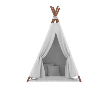 Beyaz arka planda izole edilmiş bir çadır. 3d görüntüleme - illüstrasyon