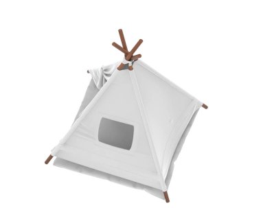 Beyaz arka planda izole edilmiş bir çadır. 3d görüntüleme - illüstrasyon