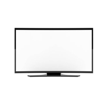 Beyaz arka planda geniş bir televizyon. 3d görüntüleme - illüstrasyon
