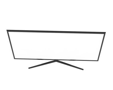 Beyaz arka planda geniş bir televizyon. 3d görüntüleme - illüstrasyon