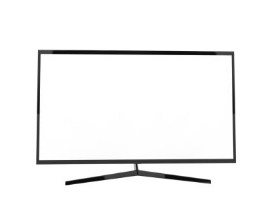 Beyaz arka planda geniş bir televizyon. 3d görüntüleme - illüstrasyon