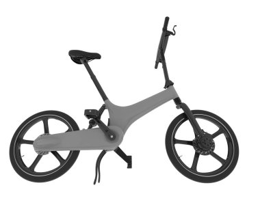 İzole edilmiş arka planda elektrikli bisikleti katla