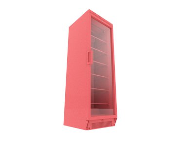 Buzdolabı, mutfak aletleri beyaz arka planda izole edilmiş.