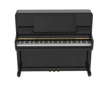 Piyano, beyaz arkaplanda izole edilmiş müzik aleti