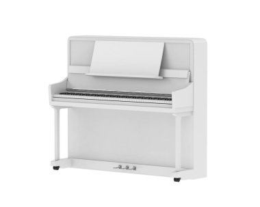 Piyano, beyaz arkaplanda izole edilmiş müzik aleti
