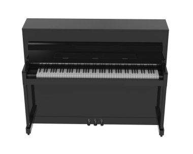 Piyano, beyaz arkaplanda izole edilmiş müzik aleti