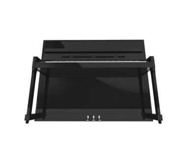 Piyano, beyaz arkaplanda izole edilmiş müzik aleti