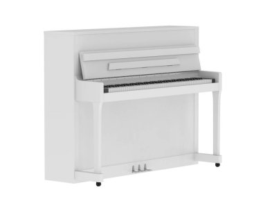 Piyano, beyaz arkaplanda izole edilmiş müzik aleti