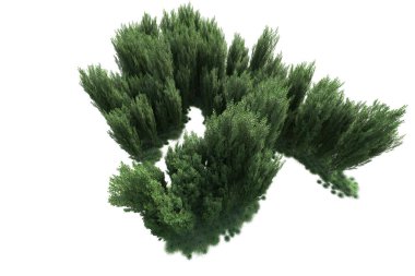 Beyaz arka planda yeşil arazi izole edilmiş. 3d görüntüleme - illüstrasyon