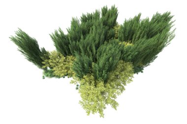 Beyaz arka planda yeşil arazi izole edilmiş. 3d görüntüleme - illüstrasyon