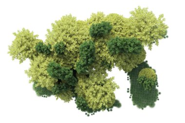 Beyaz arka planda yeşil arazi izole edilmiş. 3d görüntüleme - illüstrasyon