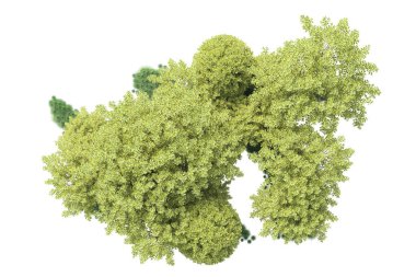 Beyaz arka planda yeşil arazi izole edilmiş. 3d görüntüleme - illüstrasyon