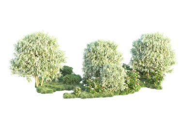 Beyaz arka planda yeşil arazi izole edilmiş. 3d görüntüleme - illüstrasyon