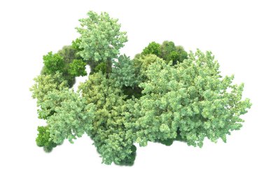 Beyaz arka planda yeşil arazi izole edilmiş. 3d görüntüleme - illüstrasyon