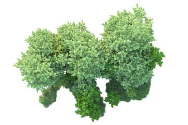 Beyaz arka planda yeşil arazi izole edilmiş. 3d görüntüleme - illüstrasyon