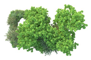 Beyaz arka planda yeşil arazi izole edilmiş. 3d görüntüleme - illüstrasyon