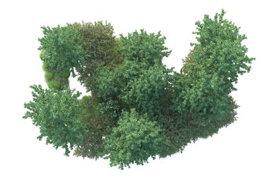 Beyaz arka planda yeşil arazi izole edilmiş. 3d görüntüleme - illüstrasyon