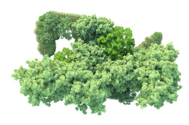 Beyaz arka planda yeşil arazi izole edilmiş. 3d görüntüleme - illüstrasyon