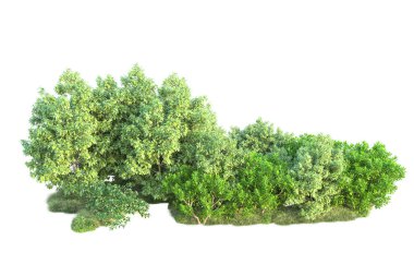 Beyaz arka planda yeşil arazi izole edilmiş. 3d görüntüleme - illüstrasyon