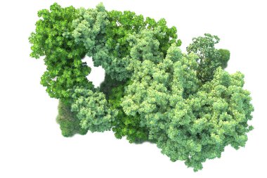 Beyaz arka planda yeşil arazi izole edilmiş. 3d görüntüleme - illüstrasyon