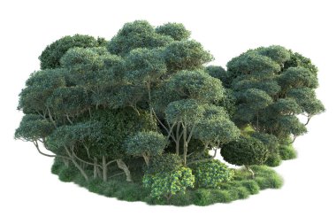 Beyaz arka planda yeşil arazi izole edilmiş. 3d görüntüleme - illüstrasyon