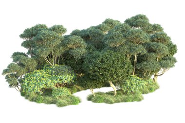 Beyaz arka planda yeşil arazi izole edilmiş. 3d görüntüleme - illüstrasyon