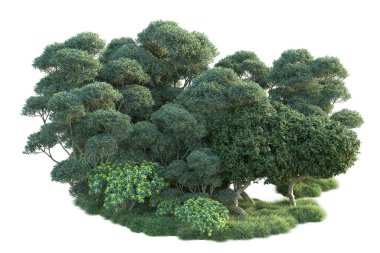 Beyaz arka planda yeşil arazi izole edilmiş. 3d görüntüleme - illüstrasyon