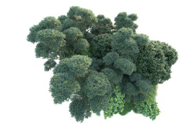 Beyaz arka planda yeşil arazi izole edilmiş. 3d görüntüleme - illüstrasyon