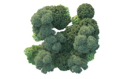 Beyaz arka planda yeşil arazi izole edilmiş. 3d görüntüleme - illüstrasyon