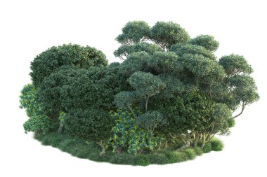 Beyaz arka planda yeşil arazi izole edilmiş. 3d görüntüleme - illüstrasyon