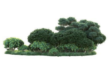 Beyaz arka planda yeşil arazi izole edilmiş. 3d görüntüleme - illüstrasyon