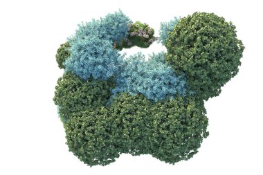 Beyaz arka planda yeşil arazi izole edilmiş. 3d görüntüleme - illüstrasyon