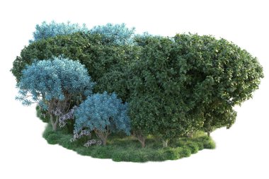 Beyaz arka planda yeşil arazi izole edilmiş. 3d görüntüleme - illüstrasyon