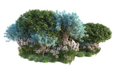 Beyaz arka planda yeşil arazi izole edilmiş. 3d görüntüleme - illüstrasyon