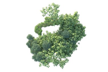 Beyaz arka planda yeşil arazi izole edilmiş. 3d görüntüleme - illüstrasyon