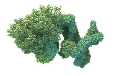 Beyaz arka planda yeşil arazi izole edilmiş. 3d görüntüleme - illüstrasyon