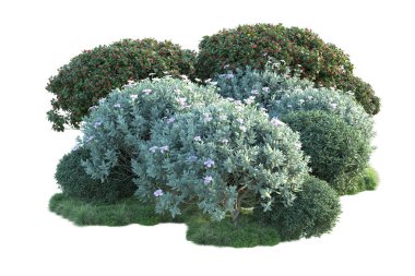 Beyaz arka planda yeşil arazi izole edilmiş. 3d görüntüleme - illüstrasyon