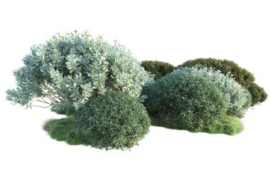 Beyaz arka planda yeşil arazi izole edilmiş. 3d görüntüleme - illüstrasyon