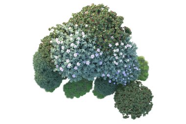 Beyaz arka planda yeşil arazi izole edilmiş. 3d görüntüleme - illüstrasyon