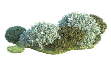 Beyaz arka planda yeşil arazi izole edilmiş. 3d görüntüleme - illüstrasyon