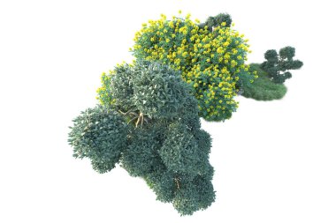 Beyaz arka planda yeşil arazi izole edilmiş. 3d görüntüleme - illüstrasyon