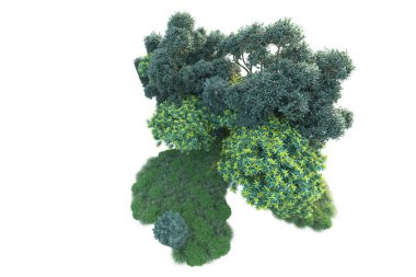 Beyaz arka planda yeşil arazi izole edilmiş. 3d görüntüleme - illüstrasyon